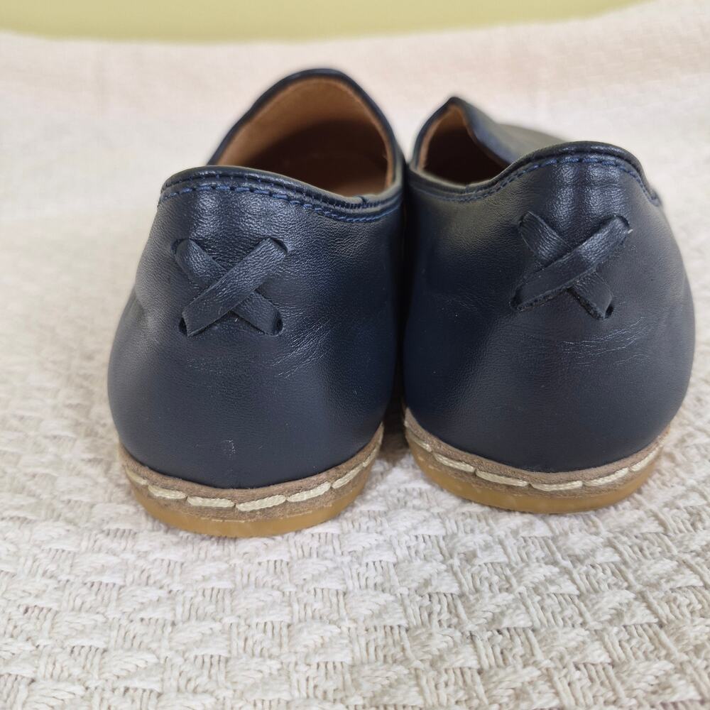 Charix Handmade Midnight Navy Blue Leather Slip-On Loafer Shoes 6.5 / EU 36.5 - Picture 3 of 6
